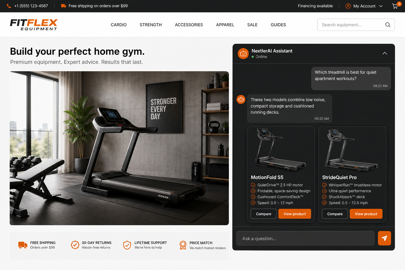 Embedded Assistant in a fitness equipment store