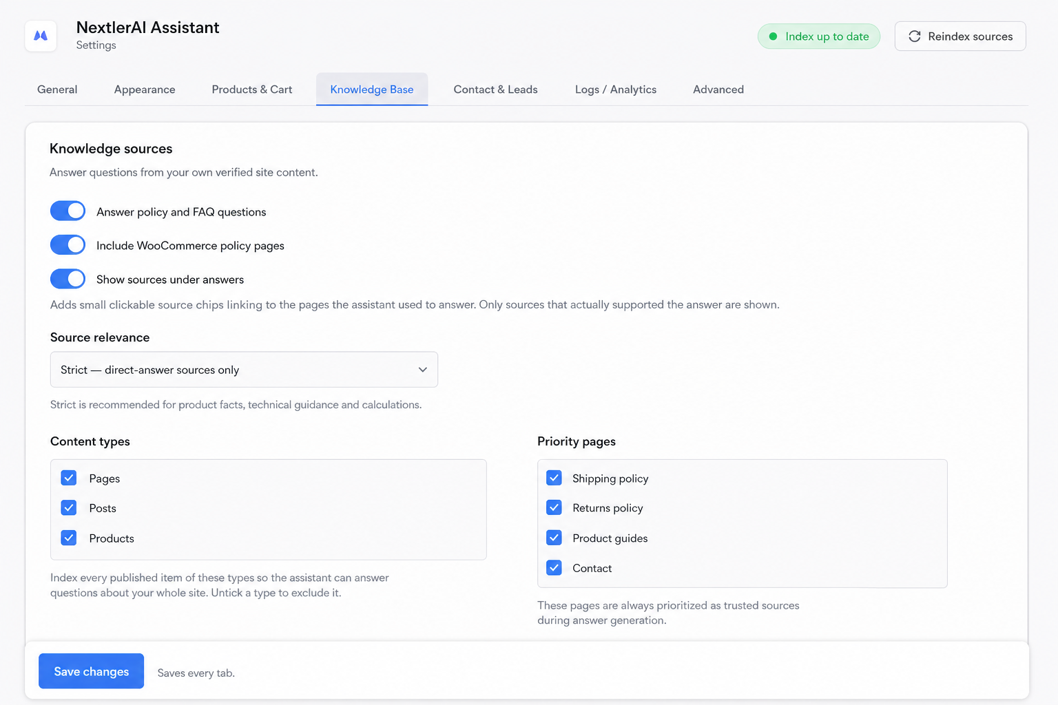 Assistant trusted knowledge-source settings