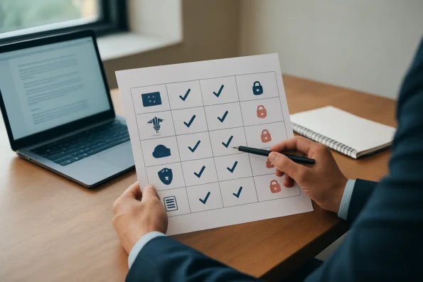 Compliance criteria table mapping regulatory standards to NextlerAI product controls across GDPR, HIPAA, CCPA, and SOC 2, with visual cues for industry and external requirements.