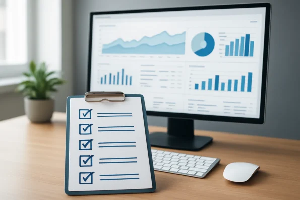 Dashboard checklist showing analytics integrity steps for WordPress publishing workflow