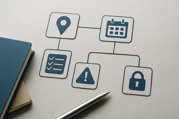 Diagram illustrating core workflow concepts in NextlerAI Publisher: approval checkpoint, slot reservation, quality rule, publication blocker, and audit log.
