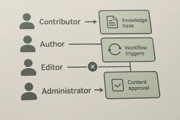 Diagram illustrating NextlerAI Suite's layered user roles mapped to workflow permissions, with clear boundaries between collaborative and protected functions.