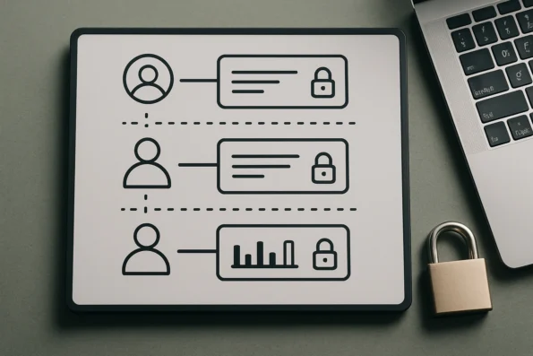 Diagram illustrating role-based access controls and audit trails safeguarding a team productivity analytics workflow in NextlerAI.