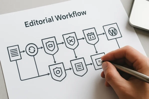 Diagram showing risk-control checkpoints for content automation in NextlerAI Publisher workflow.