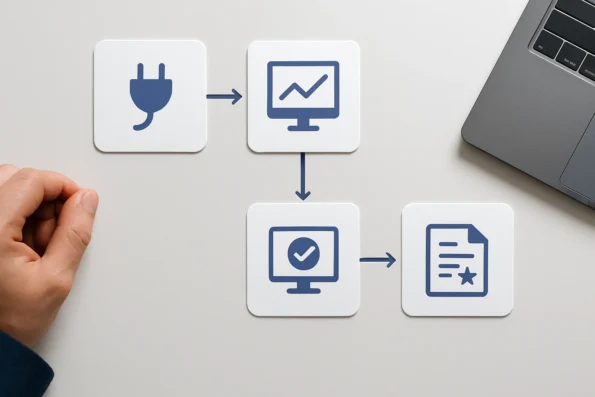 Flowchart illustrating the stepwise process for configuring, monitoring, and interpreting analytics in NextlerAI Publisher, from setup to quality review.