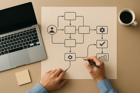 Visual workflow diagram: AI-driven outreach configuration showing data input, segmentation, personalized message templates, compliance checks, and operational oversight steps.