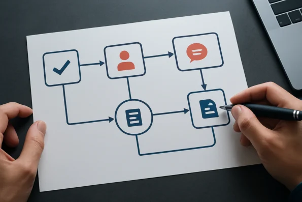 Workflow diagram illustrating feedback loops in a NextlerAI process, with approval checkpoints and audit log stages clearly labeled.