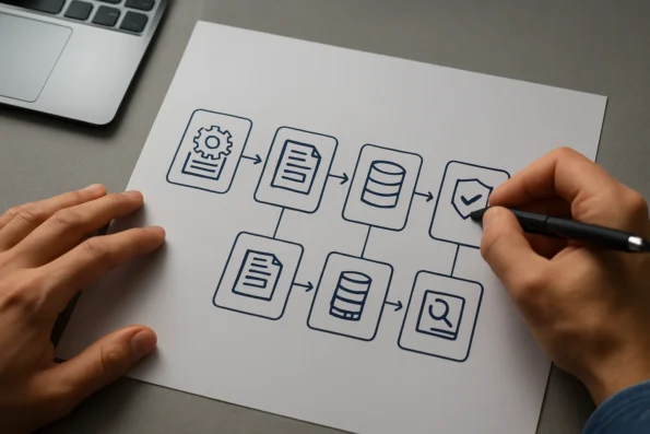 Workflow diagram illustrating the stages of AI outreach personalization automation, including triggers, template setup, data mapping, access control, compliance, and monitoring.
