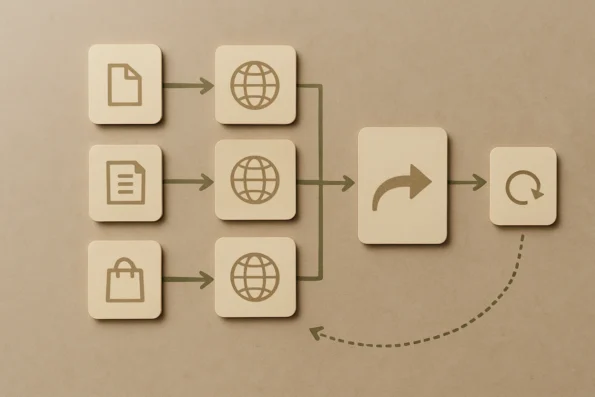 Diagram showing content types, language branches, batch translation flows, and rollback points in a large-scale WordPress localization project.