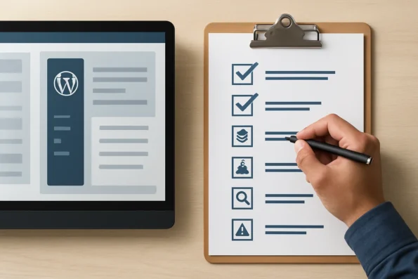 Visual checklist for safely rolling out and reviewing automated internal linking in WordPress, showing backup, editorial review, configuration, testing, audits, and escalation steps.
