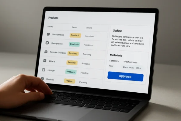 WooCommerce dashboard displaying automated product and SEO updates with NextlerAI Publisher, including scheduled updates and approval workflow.